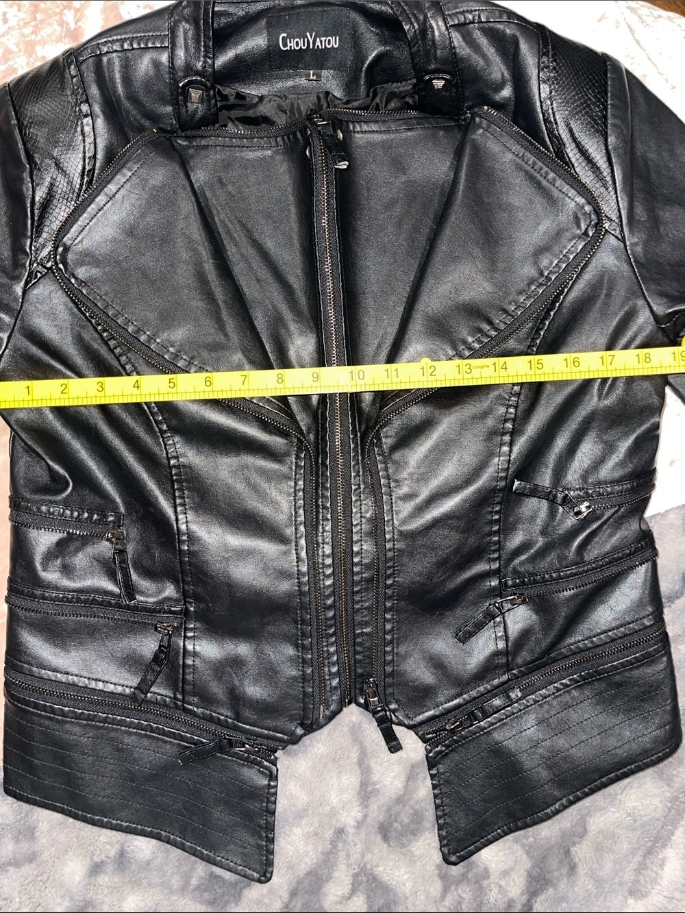 chouyatou Women's Black Leather Moto Jacket - Picture 5 of 10